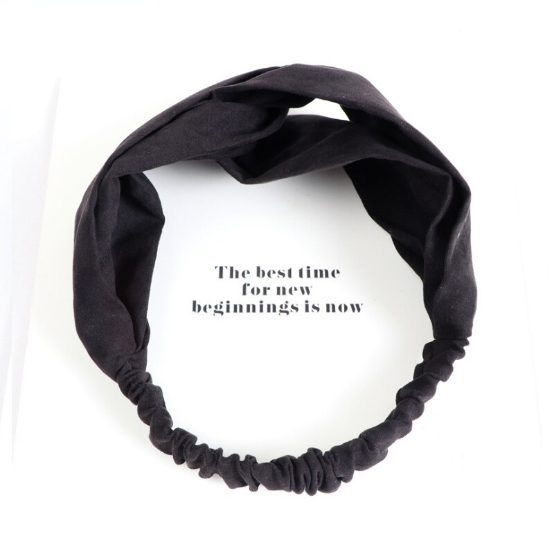 prinses haar accessoires Vrouwen Twist Hoofdband Haarband Tulband Elastische Hoofdband Bandage Haarband Gekruist Hoofdband: Black