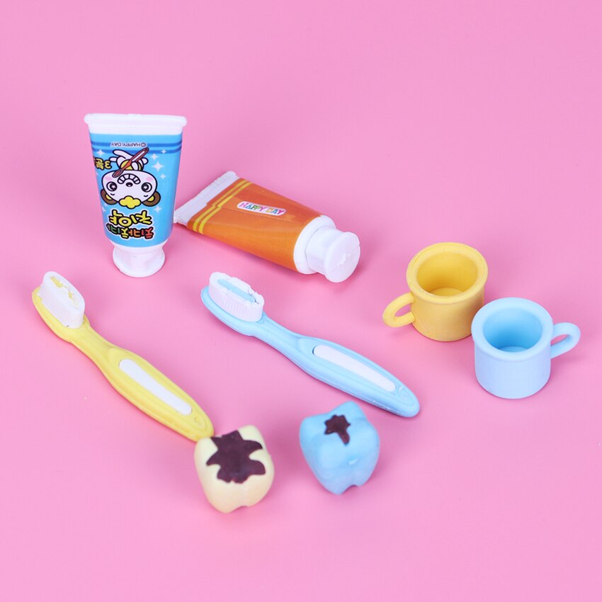 4 PCS/Set Gomas De Borrar Lovely Koubei Expression of Toothpaste Teeth Correction Supplies Eraser Removable Rubber Polishing