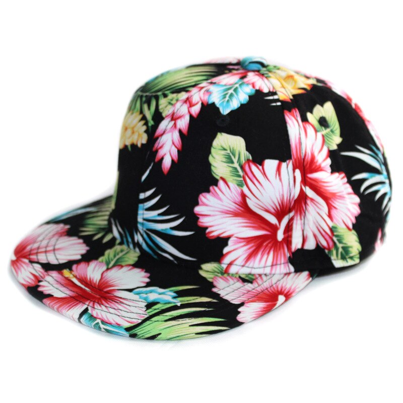 10 stk/parti 01811- jiatuo 014 hawaii stil tropiske blomster fritid kasket mænd kvinder baseball hat: Sort