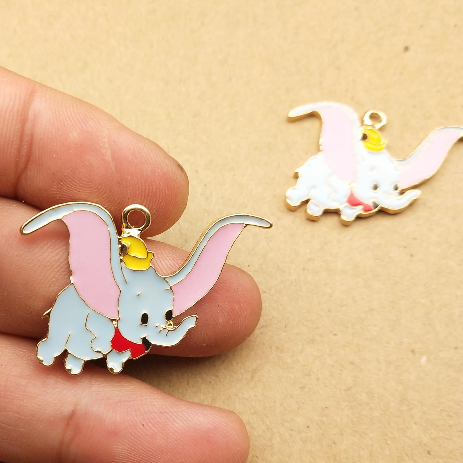 10pcs 25x36mm enamel flying elephant charm for jewelry making earring pendant bracelet necklace charms