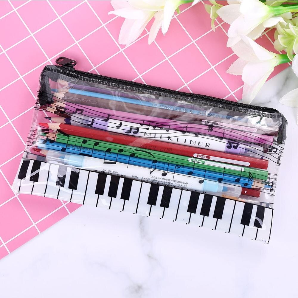 Musik not piano tangentbord pennfodral plast transparent pennväska student skola kontorsmateriel
