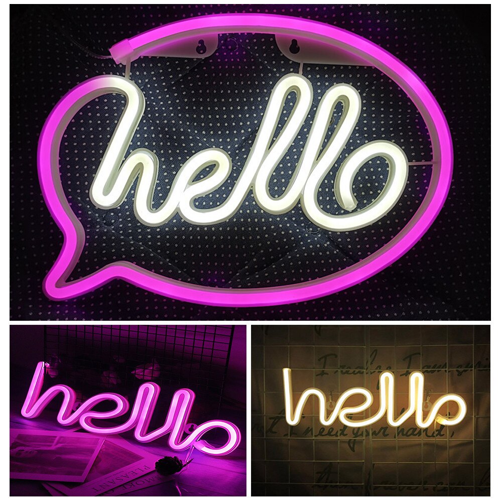 Led hej neonskylt ljus bokstäver neon dekorationer lampa panel för julfest bröllop rum dekor vägglampa