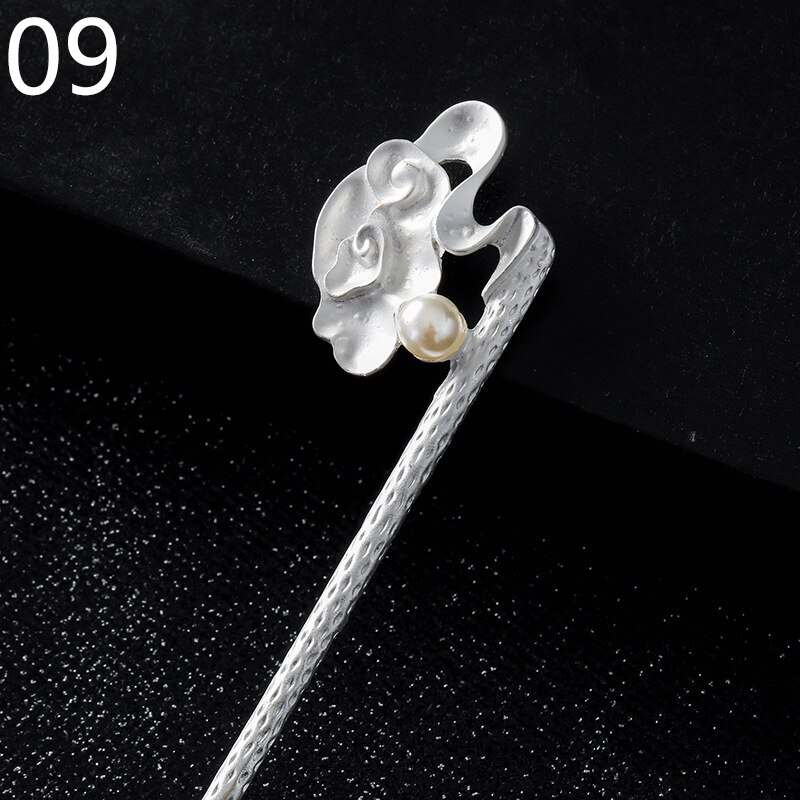 Women Banquet Party Hair Pin Accessories Best Jewelry Vintage Hair Stick Chinese Style Simulated Pearls Hairpin: 09