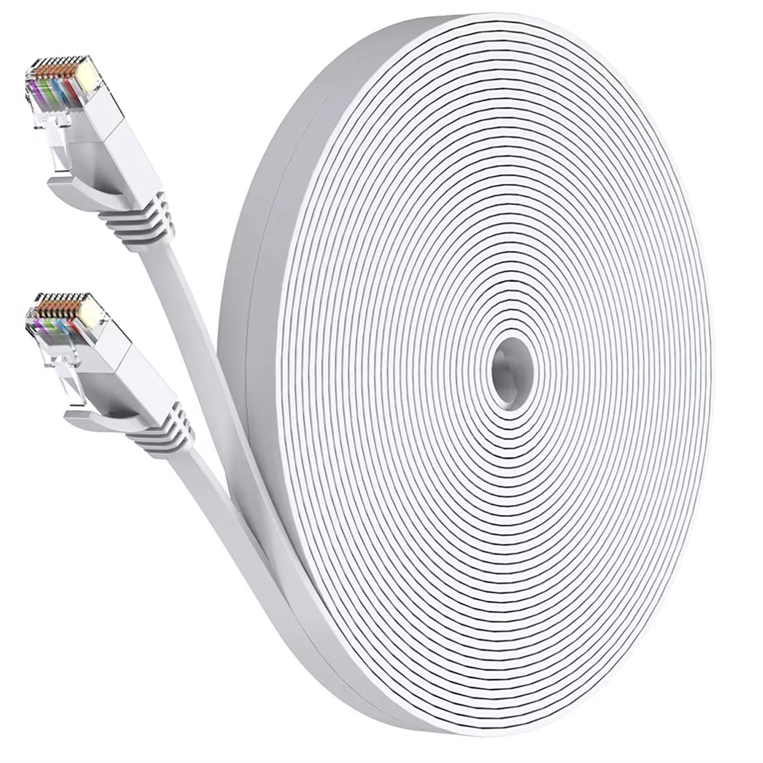 Câble Ethernet Cat 6, réseau 1000M, cordon de raccordement LAN Internet plat et long mince, câble solide haute vitesse résistant aux intempéries Cat6 pour routeur: Beige / <= 0.8 m