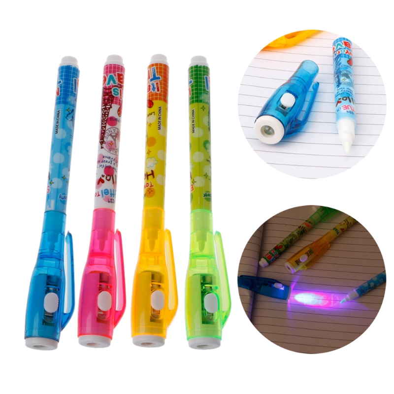 57EC 4PC Invisible Ink Pen Spy Pen With Light Magic Marker Kid Pen for Secret Message