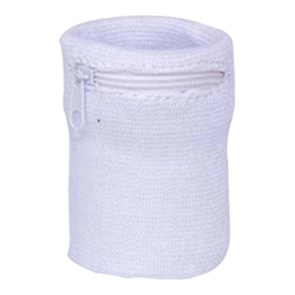 1Pc Wallet Pouch Wrist Wrap Bandage Support Zipper Running Sports Wristband: white