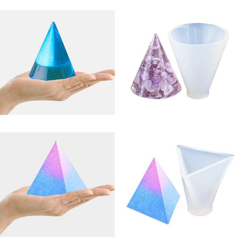 Resin Molds for Crafts Silicone Molds Kit for Casting Epoxy Resin UV Resin Sphere Pyramid Cubic Diamond Triangular Pyramid Mold