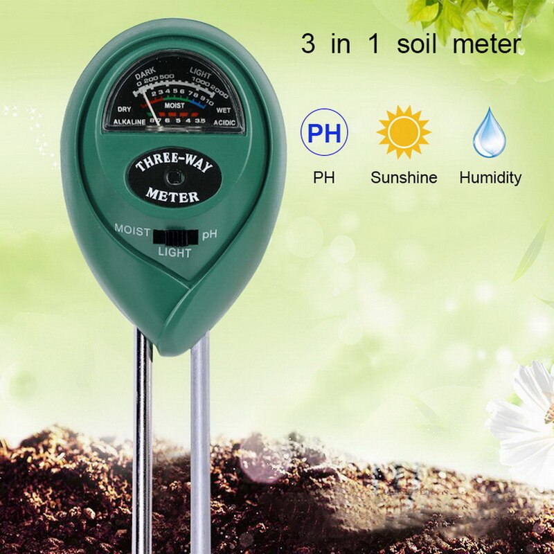 3 i 1 jord ph måler jordfuktighetstester jordfuktighet ph analysator temperatur sollysintensitets måleinstrument