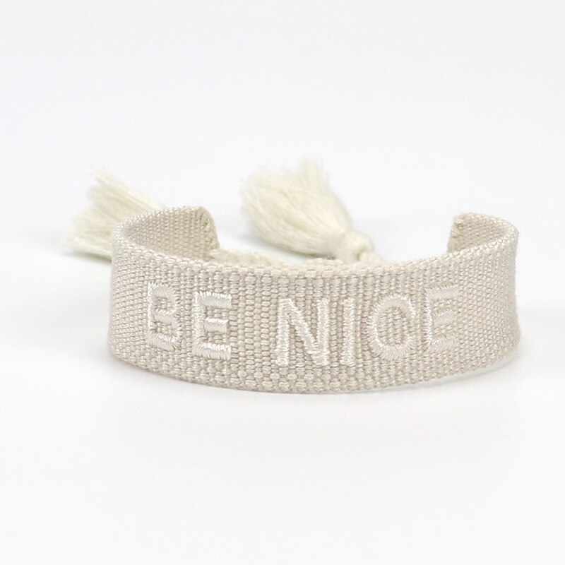 Liebe Paar Armband Für Frauen Männer Einstellbare Spitze-up Geflochtene Armbänder Gewebt Quaste Armbänder Boho Original Schmuck: Be nice-white
