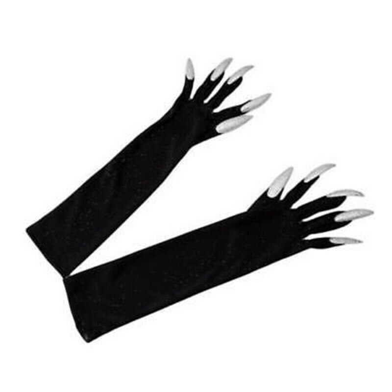 Goocheer Halloween Lange Nagels Handschoenen Heks Cosplay Kostuum Party Adult Fancy Props Zwarte Volwassen Unisex Halloween Gothic Handschoenen