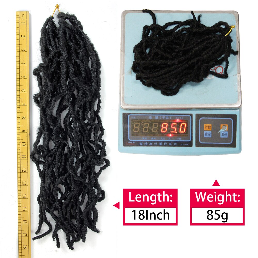 Curly Nu Locs Crochet Hair 18Inch Goddess Faux Locs Braiding Hair Natural Wavy Dreadlocks Synthetic Hair Extensions Hair Braids