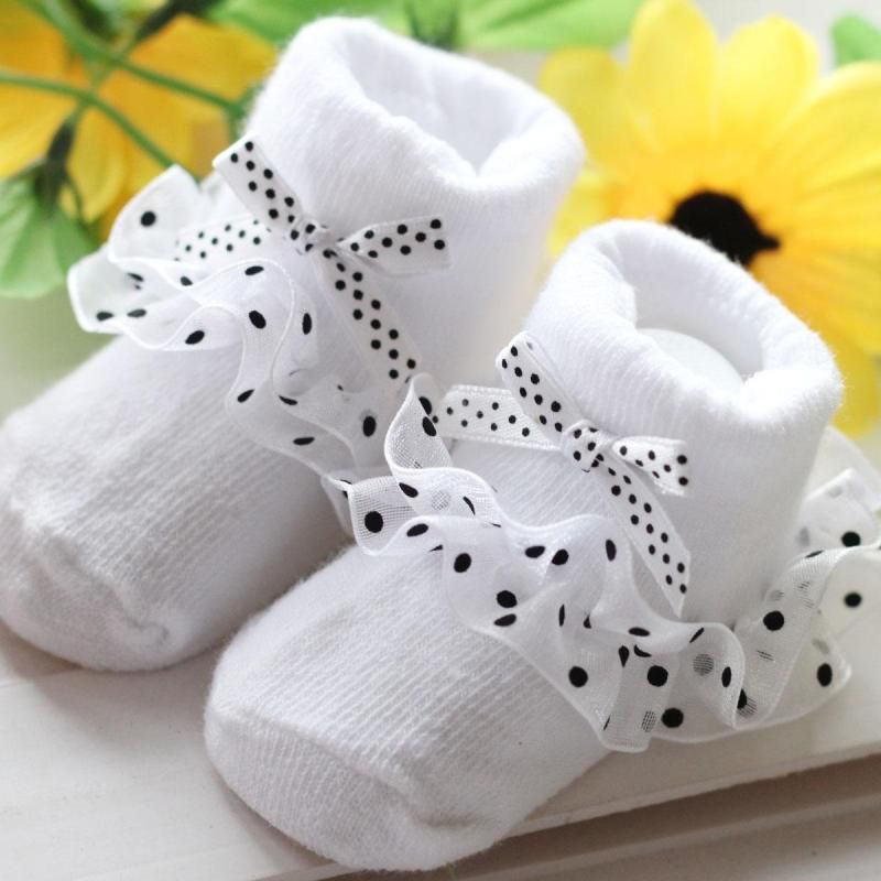 0-6M Toddlers Infants Cotton Ankle Socks Baby Girls Princess Bowknots Socks: White