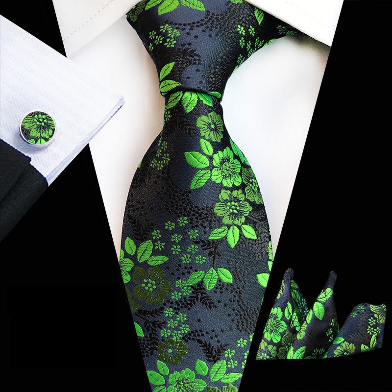1set Men's Plum Paisley Tie Three Piece Suit Including Tie Pocket Towel Cufflinks