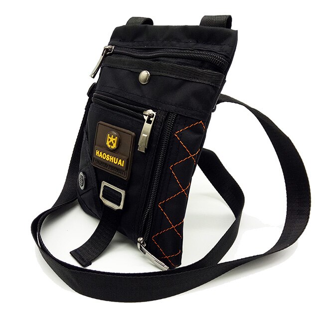 Men Mini Crossbody Phone Bag Nylon Waterproof Casual Bag Brand Crossbody Messenger Bag Small: Black