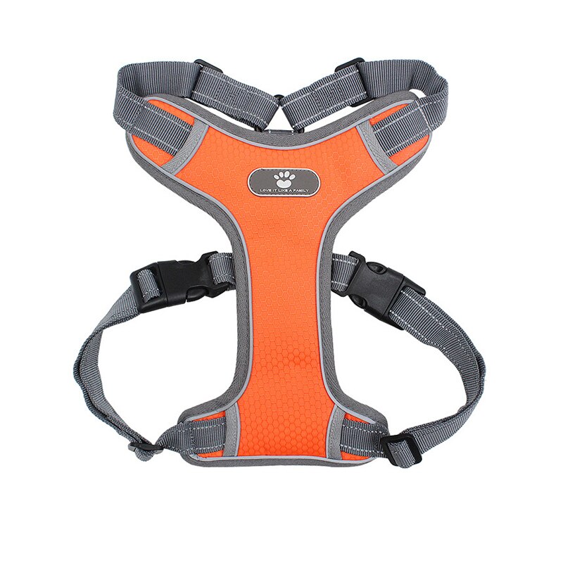 Hond Harnas Vest Verstelbare Reflecterende Ademend Mesh Harnassen Voor Medium Grote Hond Borst-Band Husky Alaska Huisdier Accessoires: Oranje / M