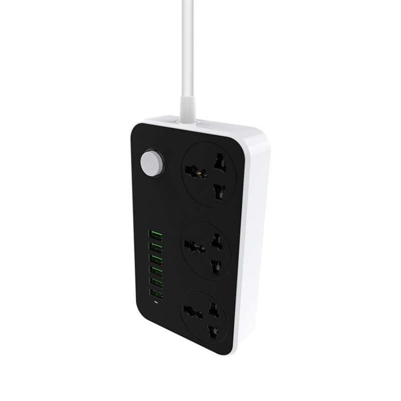 Bavin 3-Outlet Overspanningsbeveiliging Stekkerdoos Met Usb Opladen 6 Poorten 3.4A/17 W, 2 Meter Zware Verlengsnoer