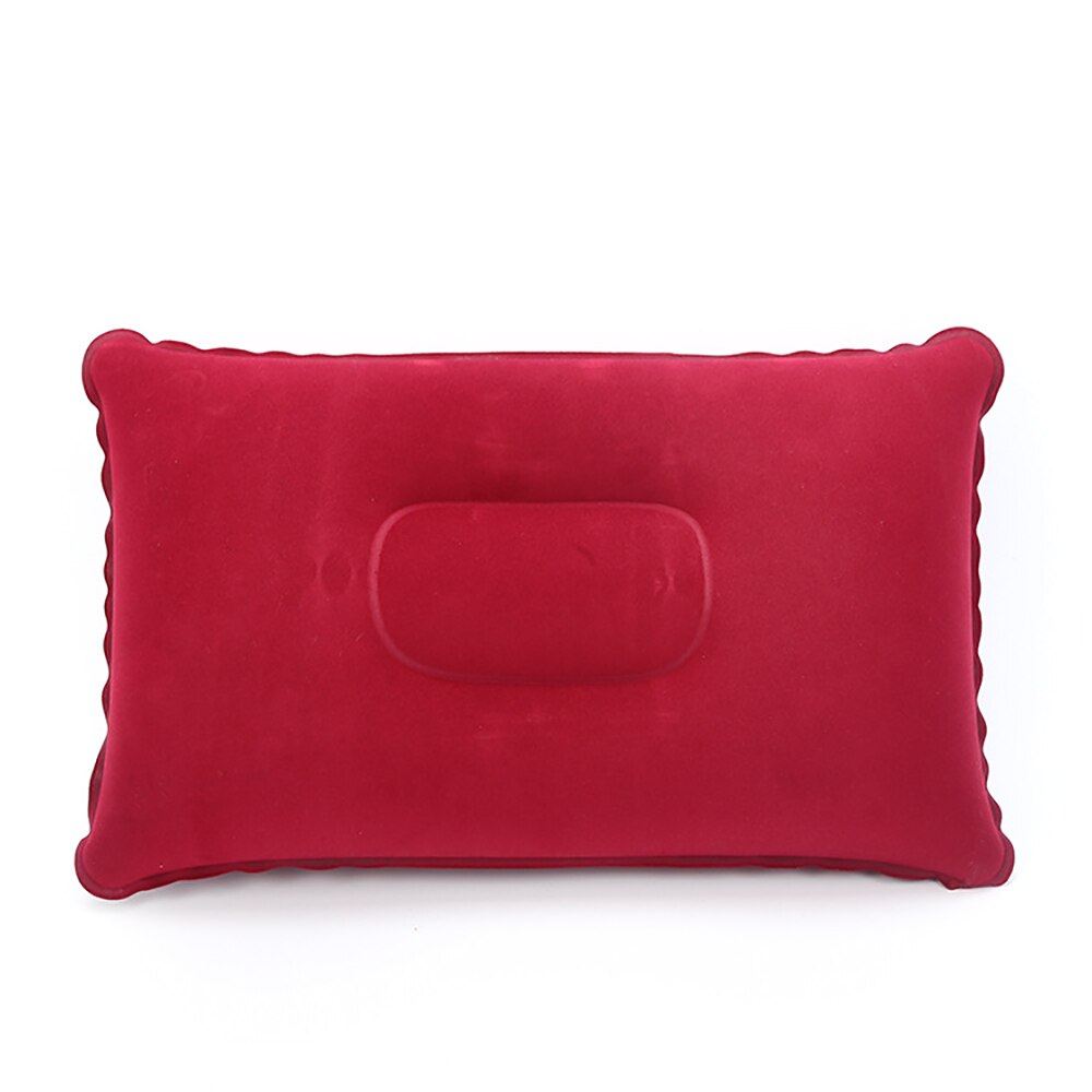 Ultralight Inflatable Air Pillow PVC Nylon Sleep Pillow Outdoor Camping Cushion Travel Car Backrest Airplane Head Rest Support: Red / 38x24cm