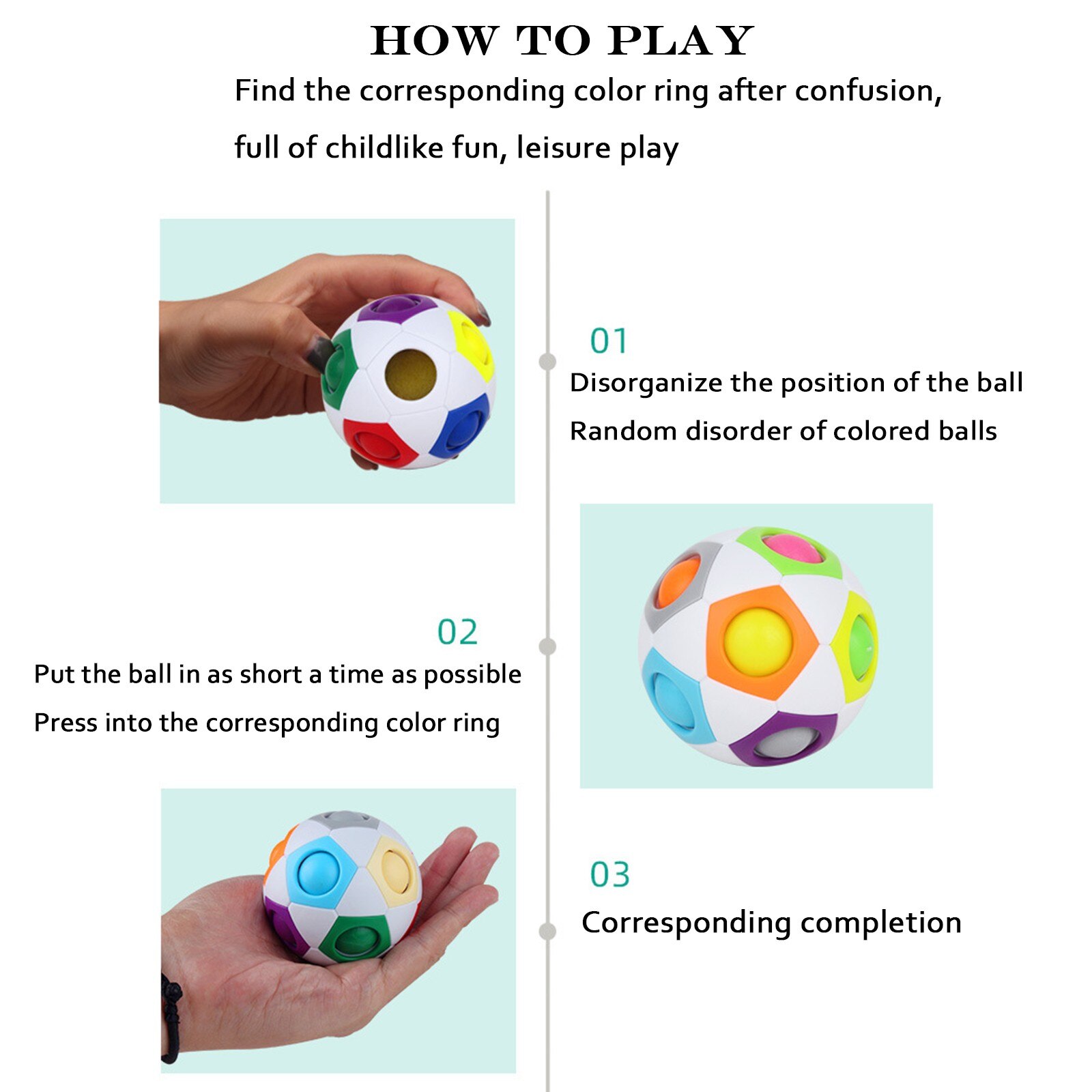12 Hole Elastic Magic Rainbow Ball Educational Toy Unzip And Vent Color Puzzle Magic Ball Toy Decompression Toy Infinitie