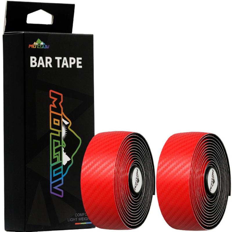 Motsuv landevejscykel styrrem cykel pu mønster håndtag grip tape høj elastisk eva skridsikker stødabsorberende styr tape: Rød