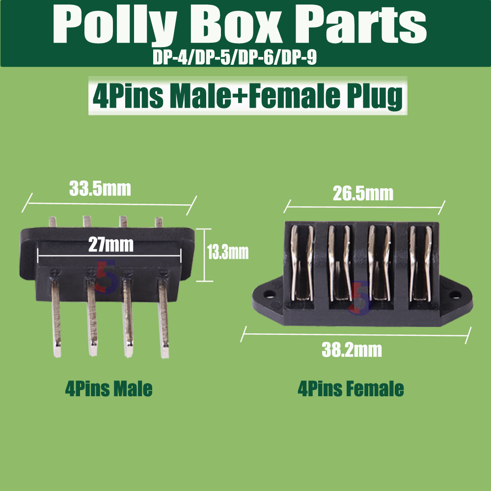 Ebike Reention Polly Battery Case Lock & Key Parts 4Pins / 5Pins connecor DC plug For Polly DP-4/Polly5/Polly DP-6/Polly DP-9: light yellow