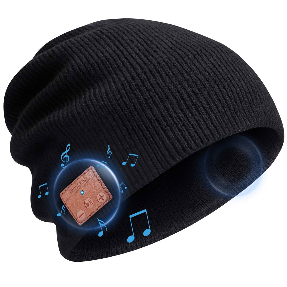 Beanie Hat Cap with Bluetooth 4.2 Headphones Built-in Stereo Speakers Christmas NIN668: Black