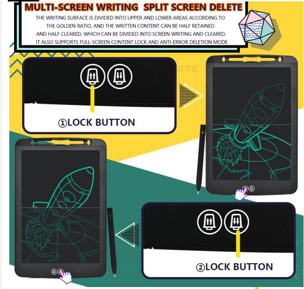Kupić 10 sztuk 12 cal w biurze lub w domu LCD tablica robić pisania LCD tablica z podzielony ekran funkcji usuwania