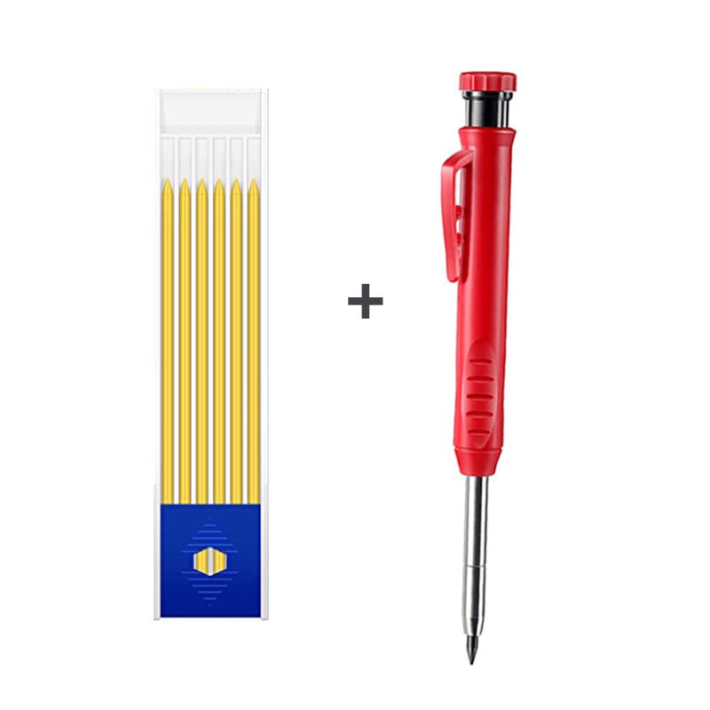 Snekkerblyanter med 2.8mm refiller, langneset, dyp hullspiss, mekanisk tusj, innebygd spisser for trebearbeiding, tegning: Gul