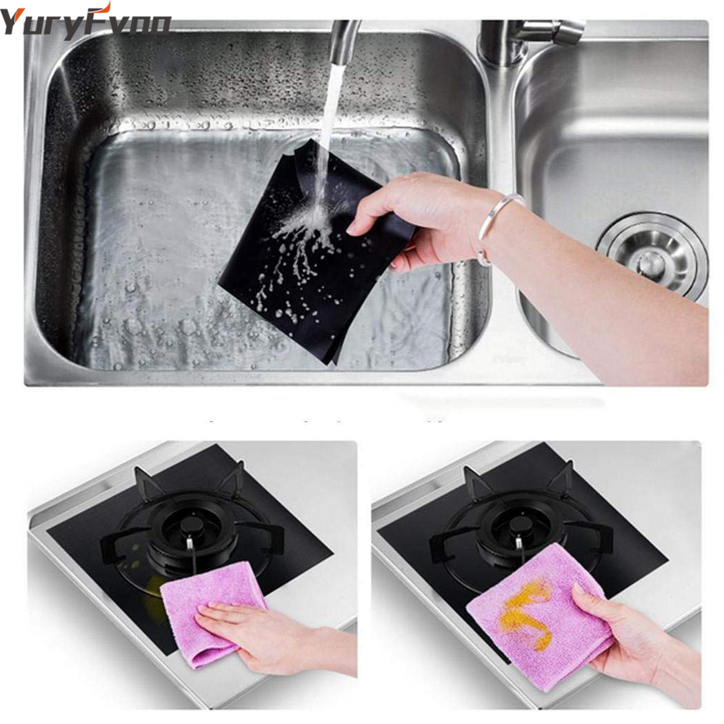 YuryFvna Reutilizáveis Protetor de Tampa Anti-Aderente Fogão A Gás Queimador Do Fogão A Gás Fogão A Gás Protetor Forro Mat Trivet fácil limpo
