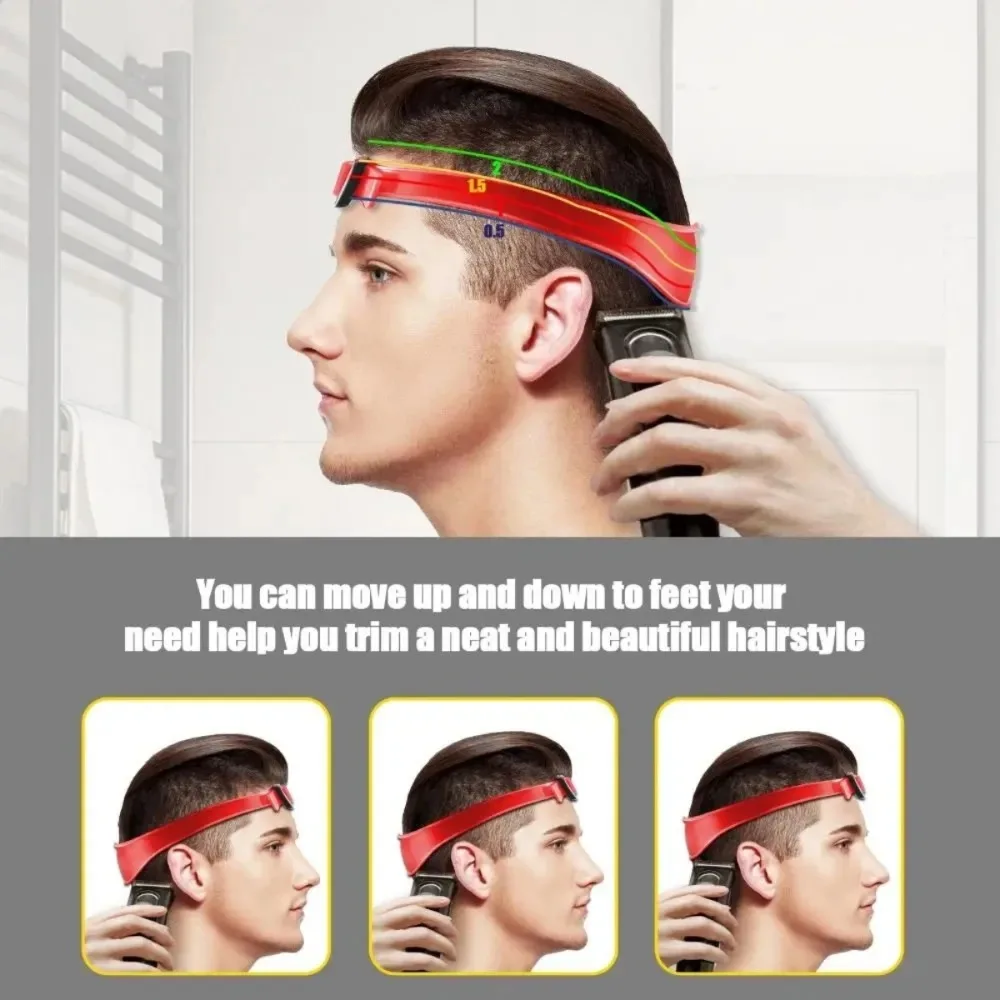Modelo de barbear de decote e guia de corte de cabelo, faixa de corte de cabelo de silicone curvada ajustável para cortes de cabelo domésticos diy, zumbido, atarraxamento de desbotamento