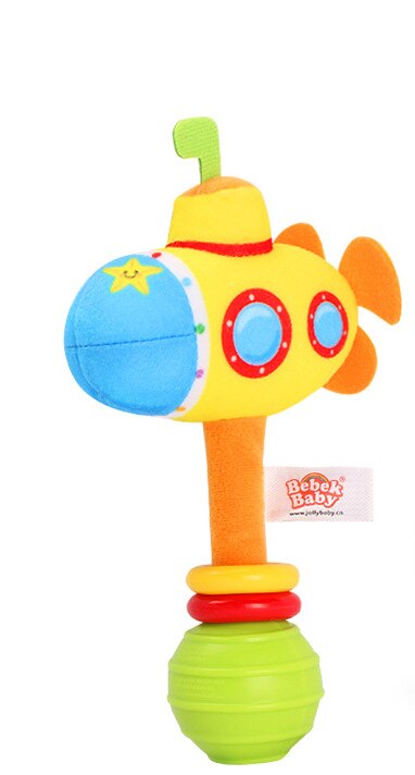 Sonajeros de dibujos animados para bebés, juguetes de tela para transportar bebés de 0 a 24 meses, calmante para dormir Musical, manivela de mano, juguetes para bebés: Submarine A