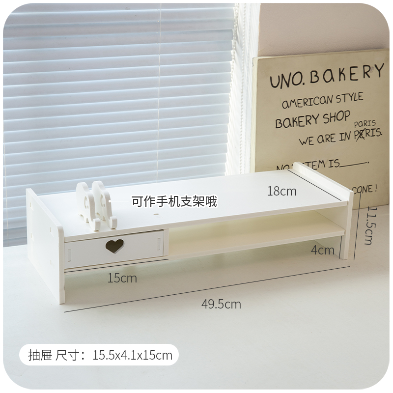 Kawaii Desktop Monitor Stand Wooden Computer Laptop Elevated Stand with Drawers Desk Storage Organizer Pink Cute Monitor Stand: green