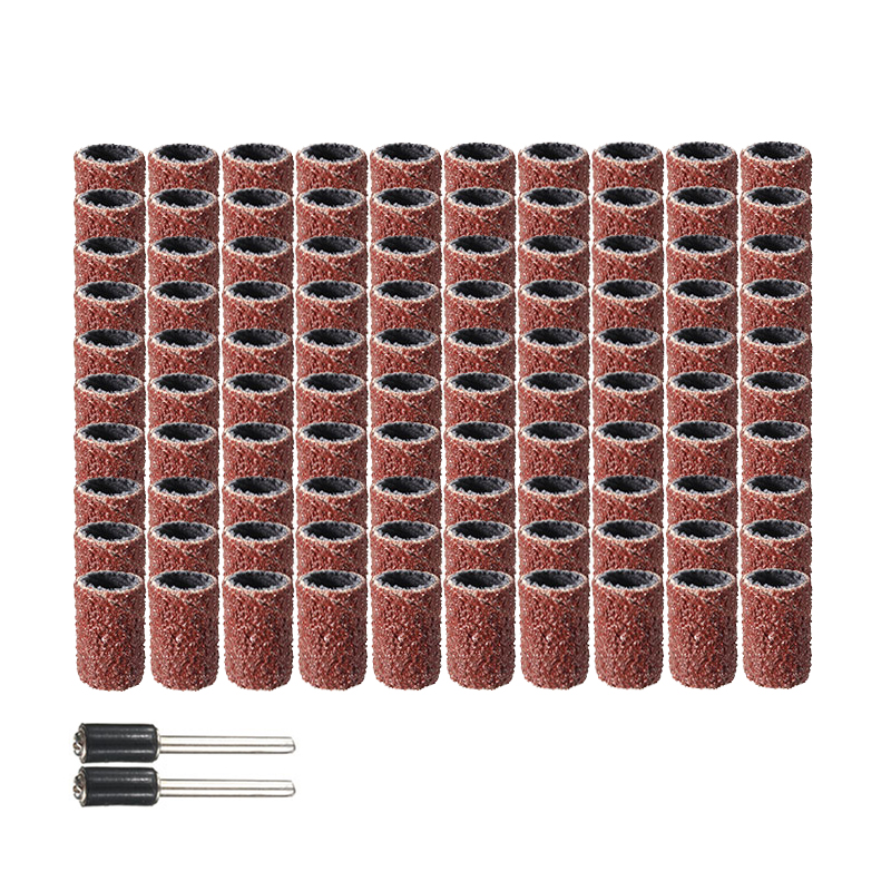 102Pcs/Set 120 Grit Sanding Drum Polishing Sandpaper Circle Kit With 1/4 Inch Sanding Mandrels Fit Nuclear Carving Rotary Tools