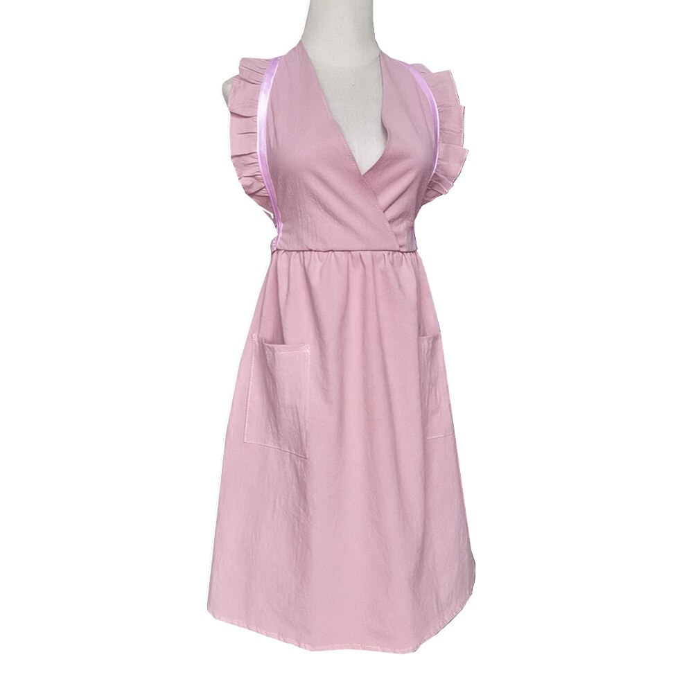 Neue Gewaschen Baumwolle Leinen Küche Schürze Für Kochen Backen Blume Einkaufen Rüschen Arbeit Sauber Schürze für Frau Uniform Dame Kleid