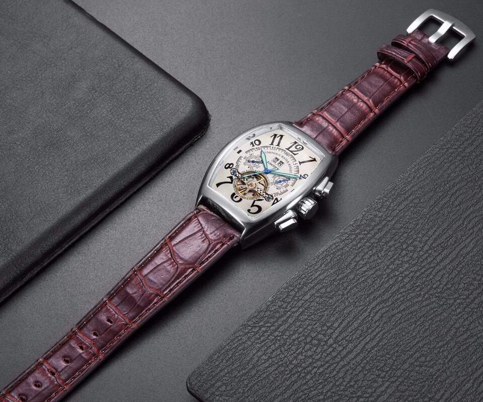 Top KIMSDUN Auto Date Montre hommes boîtier en or de luxe montres mécaniques hommes de en cuir Montre-bracelet Montre Homme