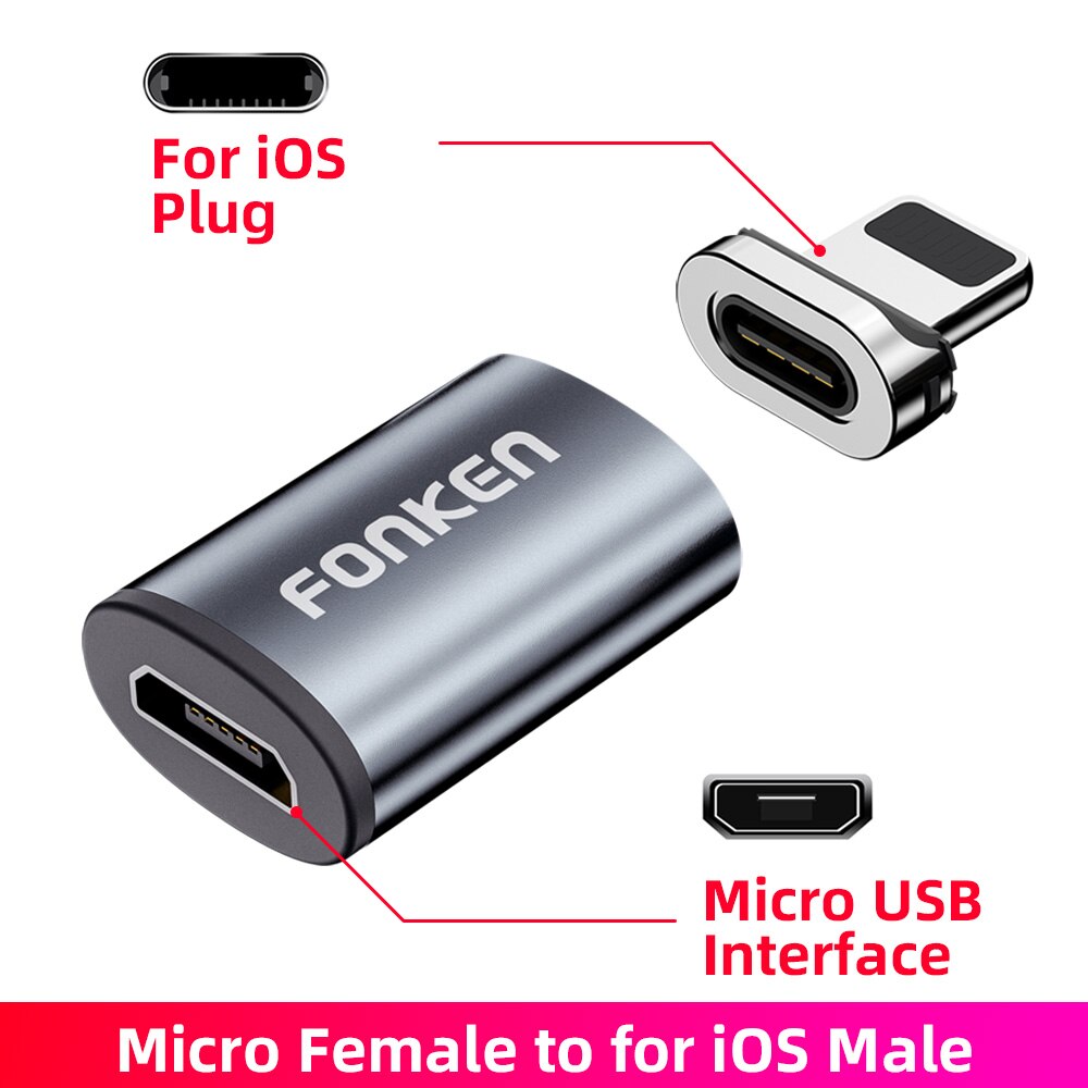 micro USB di Tipo C Cavo Convertire Spina Magnetica Cavo Adattatore del Caricatore Magnetico Connettore del Cavo Del Telefono mobile di Ricarica Convertitore: micro to ios