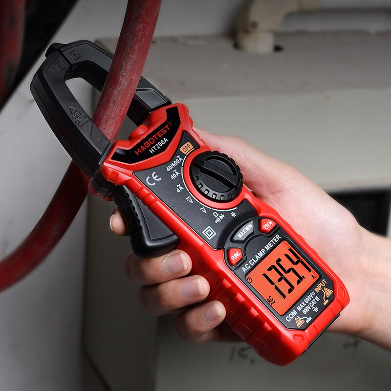 HT206A 600V 600A 4000 Counts AC Digital Clamp Meter Multimeter Pinza Amperimetrica Ohm Continuity Max Min Alicate Amperimetro