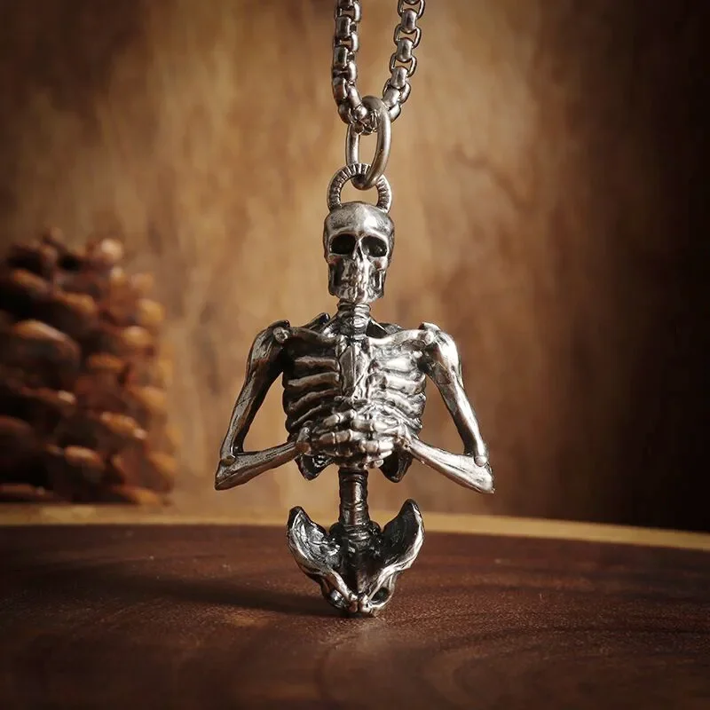 Colgante de calavera de cautiverio Chapado en plata, collar de motociclista Punk Rock para hombre, accesorio de joyería gótica de Halloween