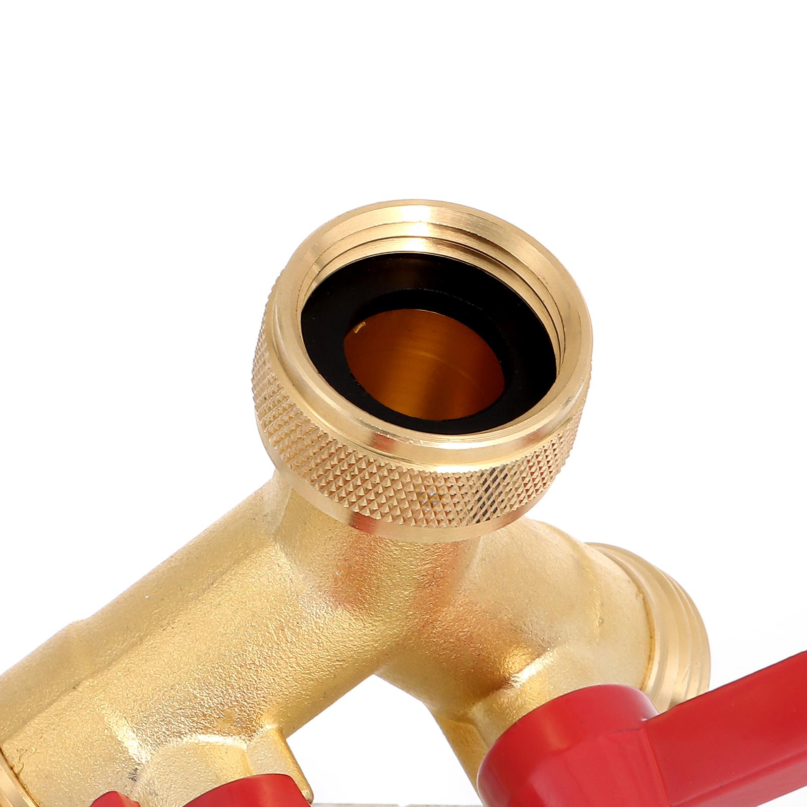 304 Stainless Steel Brass Garden Hose Splitter Extension Handles Y-Valve 3/4 GHT Threads Garden Hose Splitter