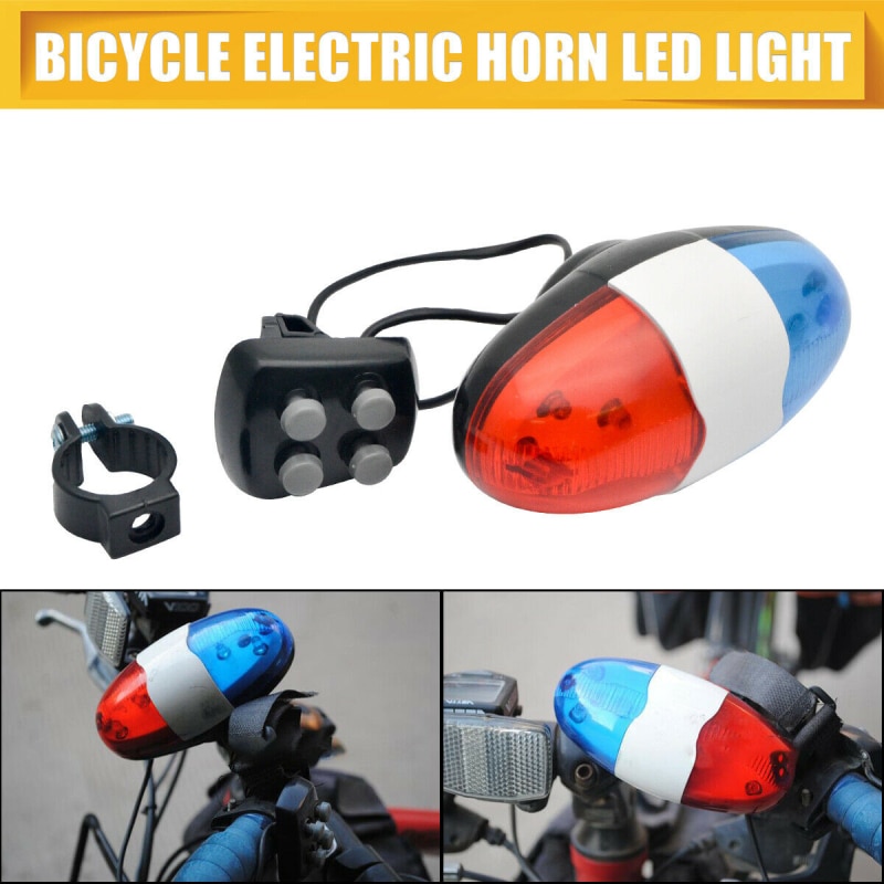 Fiets Politie Licht Fietsbel 6 Led 4 Tone Fiets Hoorn Fiets Oproep Led Bike Politie Licht Waterdichte Voorzijde achterlicht Mtb