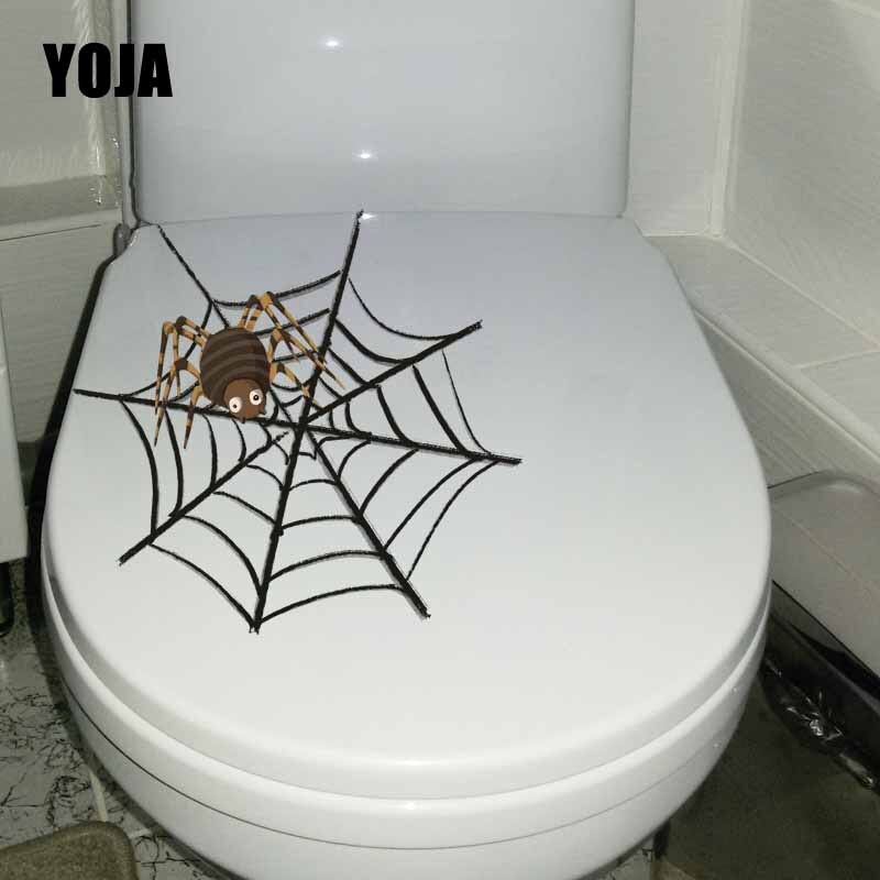 YOJA 22.2X21.5CM Spider Web Spider Art Mural Home Wall Decal Decor Toilet Sticker Funny Cartoon T5-1121
