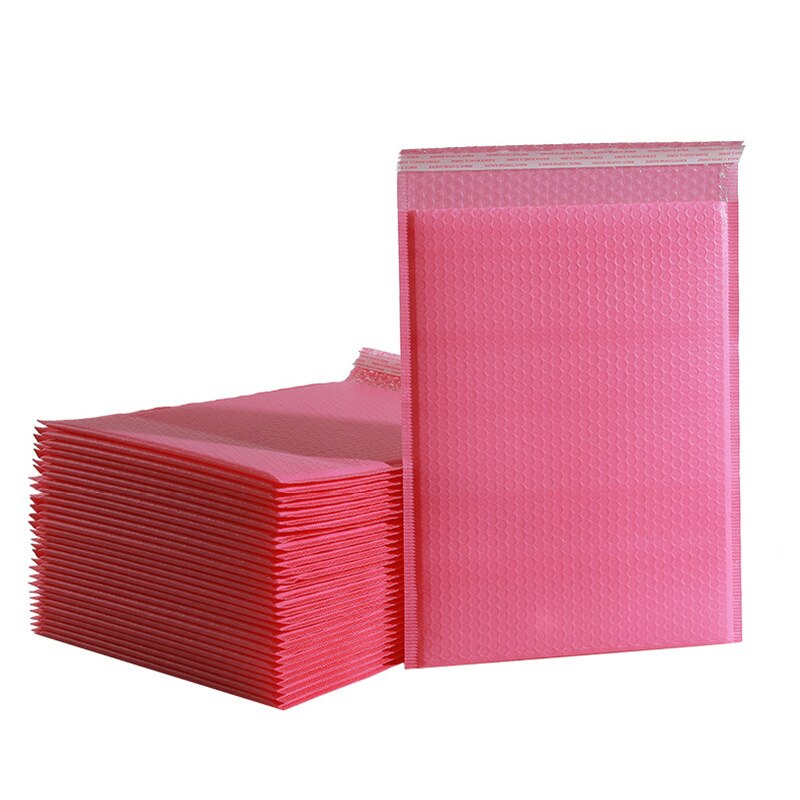 50pcs Pink Bubble Mailers Poly Bubble Mailer Self Seal Padded Envelopes Bags Colour Packaging Envelope Bags For Book: Pink / 15*20cm
