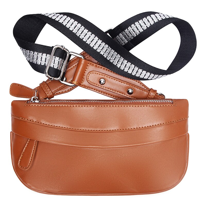 Dames borsttas halfronde crossbody tas dames buitensporten reis schoudertassen brede band webbing handtas: Bruin