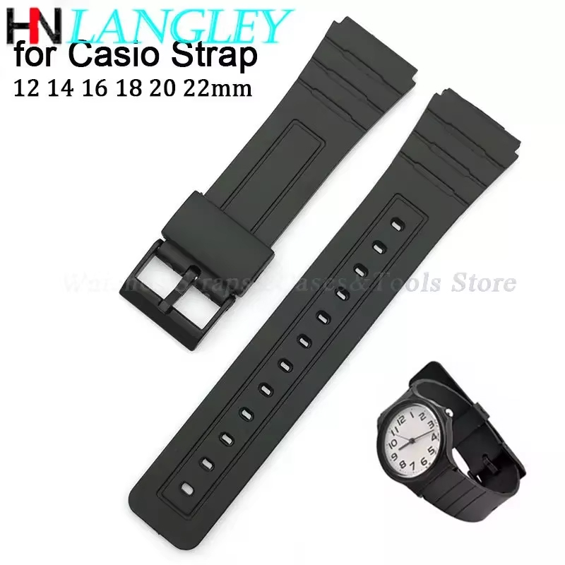 Correa de goma para reloj Casio W800H Band 12 14 16 18 20mm 22mm accesorios de correa de silicona para buceo deportivo F91W F84 F105/108/A158