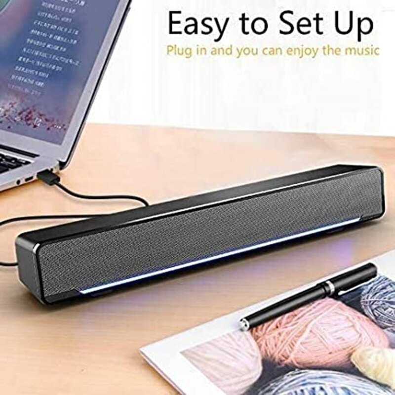 Draagbare Mini Sound Bar Usb Powered Sound Bar Speakers Voor Computer Desktop Laptop Pc, Zwart