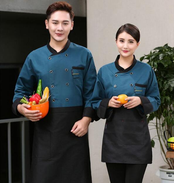 3 kleur Mannen Chef Kleding Hotel Restaurant Pastry Chef Kleding Lange Mouw Vrouwen Chef Uniformen Kleding