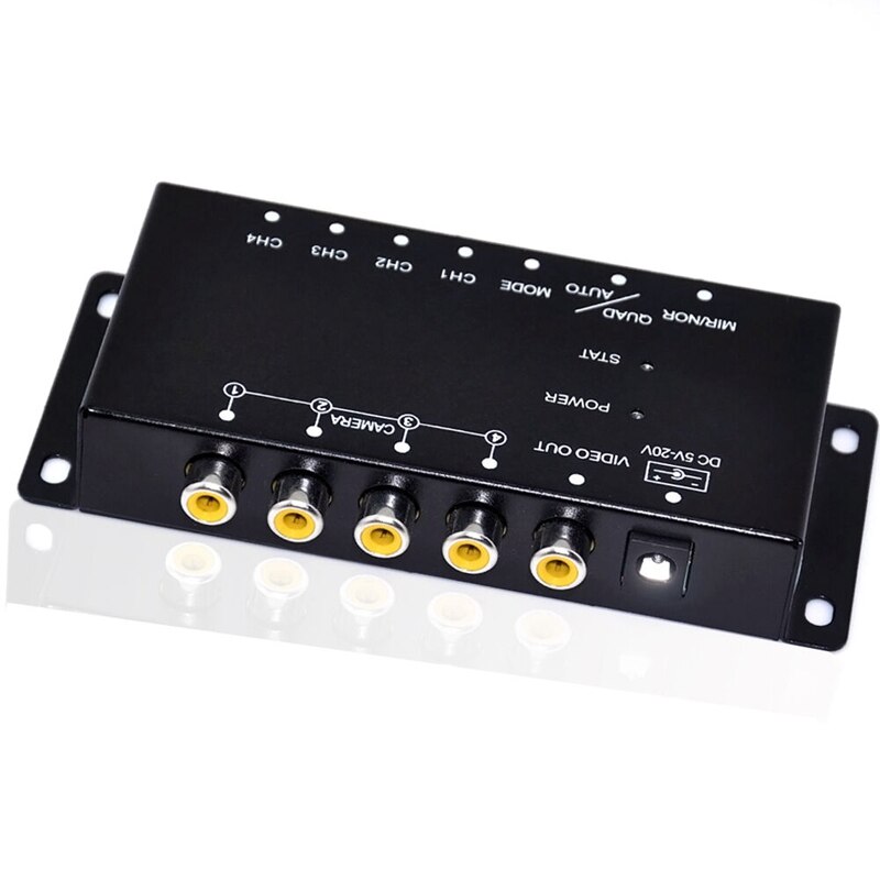 Car 4-Way Video Switch Parking Camera 4 View Image Split-Screen Control Box Trim