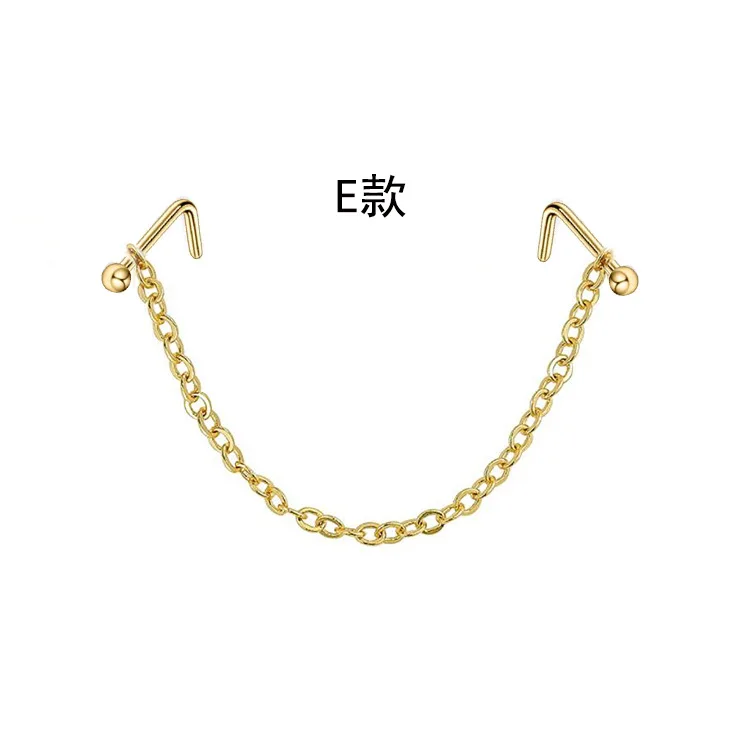Novo nariz duplo piercing corrente nariz para narina piercing aço inoxidável nariz parafuso prisioneiro decoração brinco piercing corrente feminina