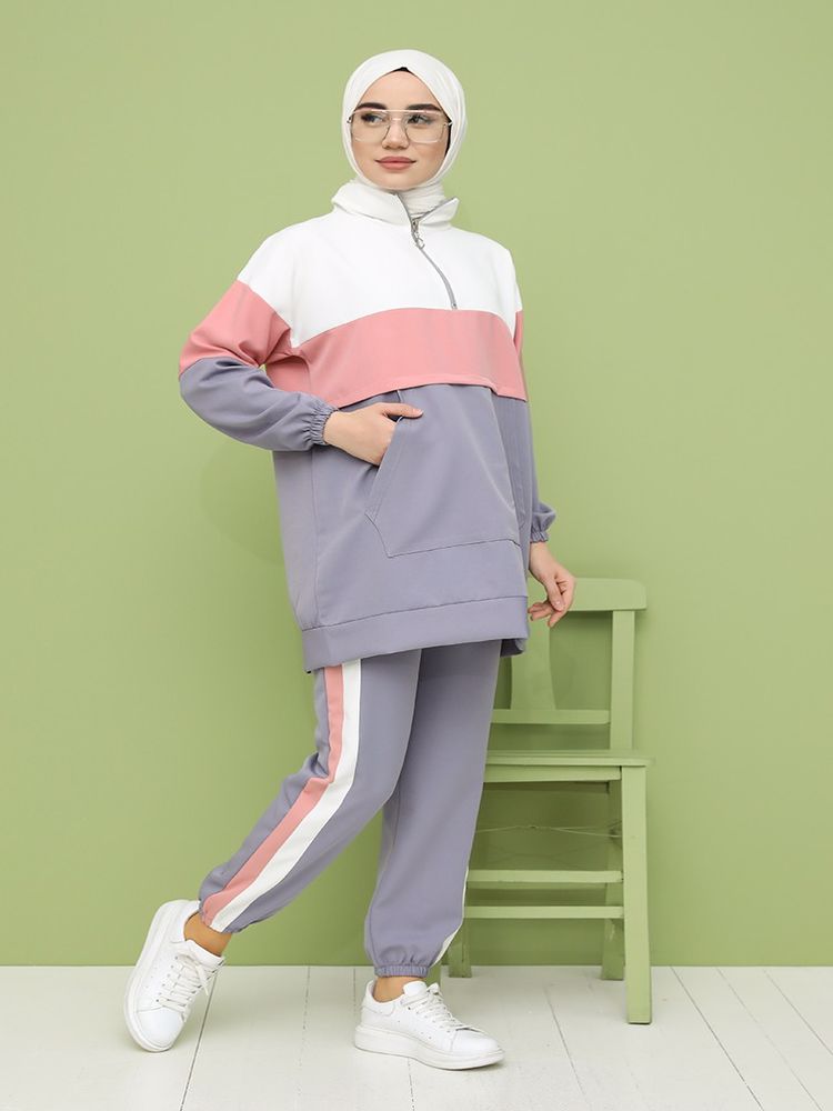 Kangourou – ensemble pantalon Double poches pour femmes, 2 pièces, col ras du cou, tunique taille haute, jambes larges, quatre saisons