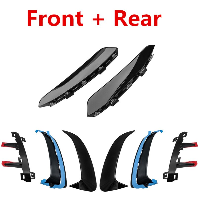 For Benz W177 AMG Line A Class A200 A250 A35 Front Rear Bumper Lip Fog Lamp Cover Chin Spoiler Splitter Body Kit Canards: Glossy Black Combo