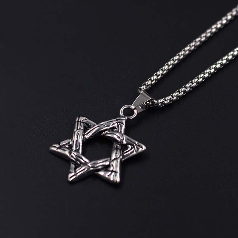 Stjerne vedhæng israel kæde halskæder mænd kvinder rustfrit stål judaica sølv farve jødiske smykker xlct 027